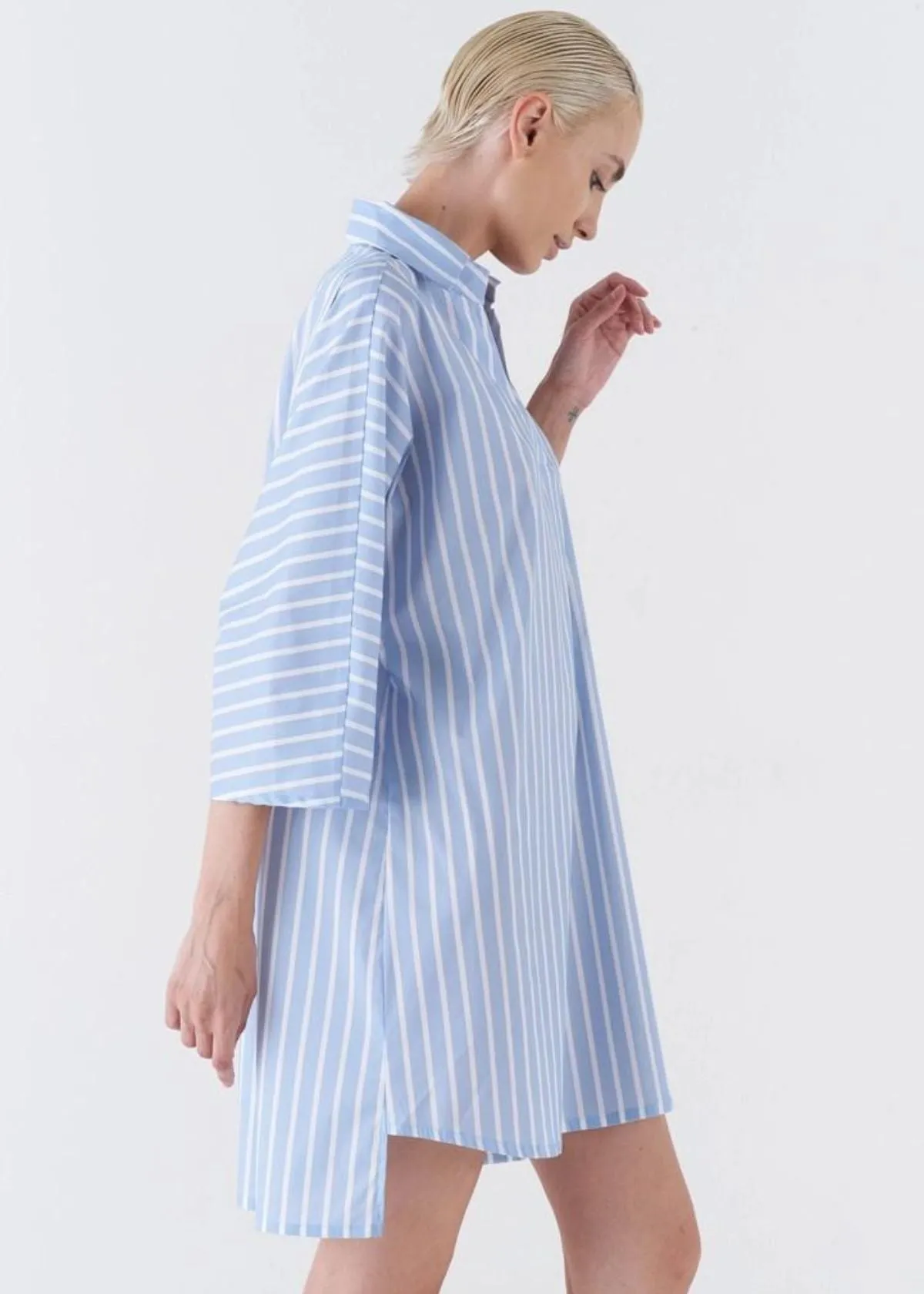 AMINA RUBINACCI Paprika Striped Oversized Shirt Dress