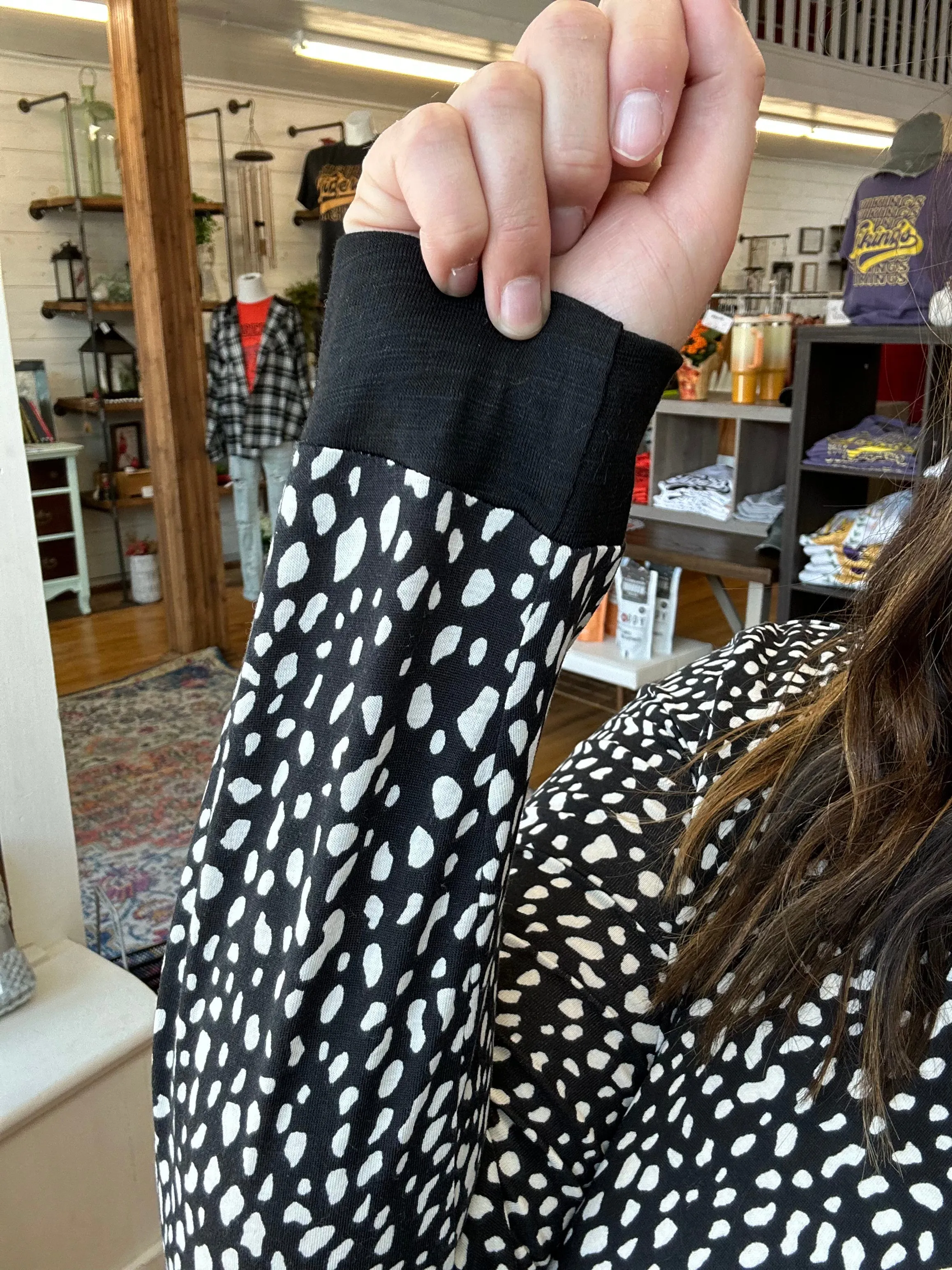 Black Animal Spotted Long Sleeve Top - Plus