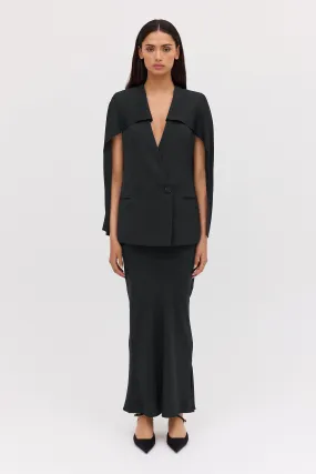 BLACK SATIN SPACES CAPE JACKET