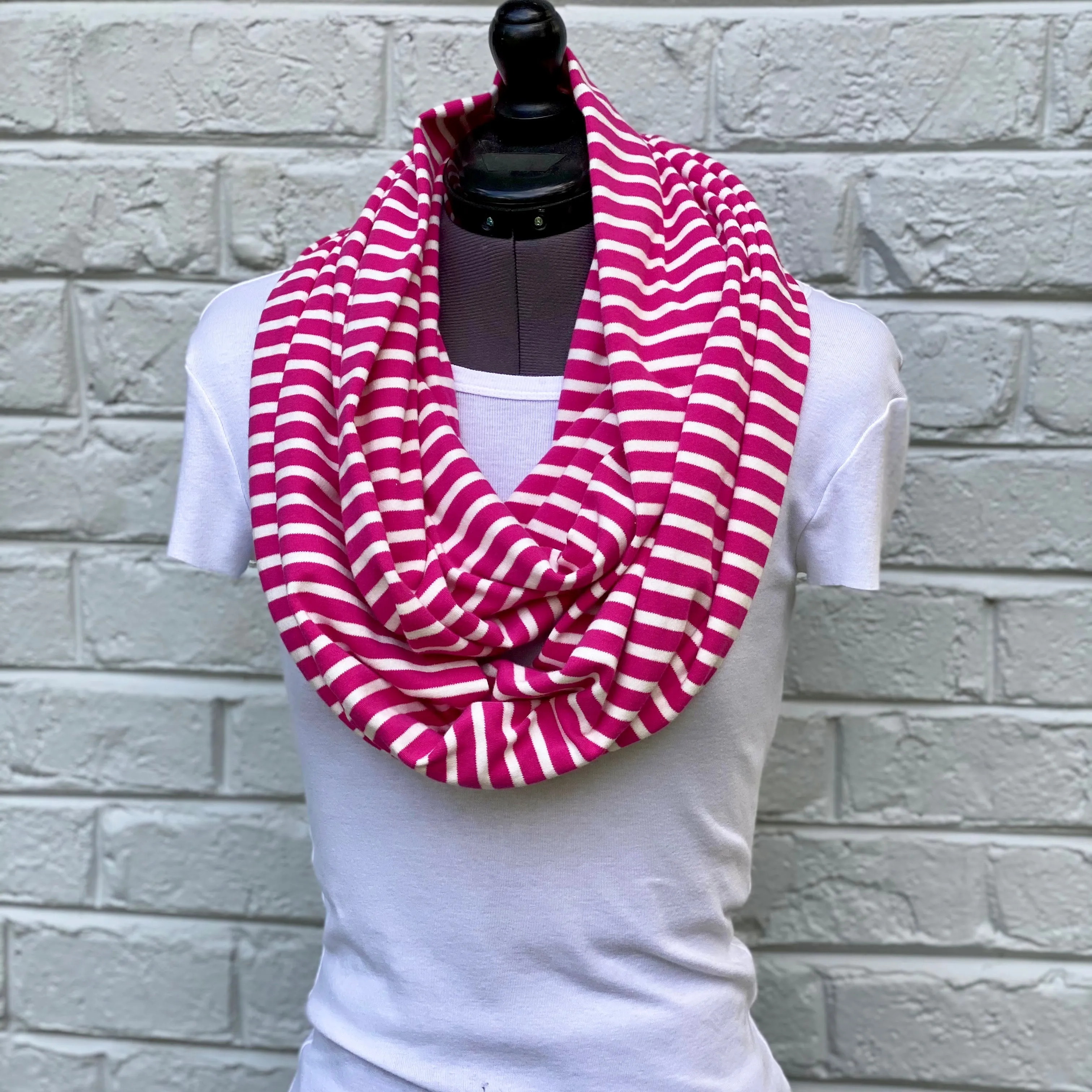 Infinity Scarf Pink Stripes