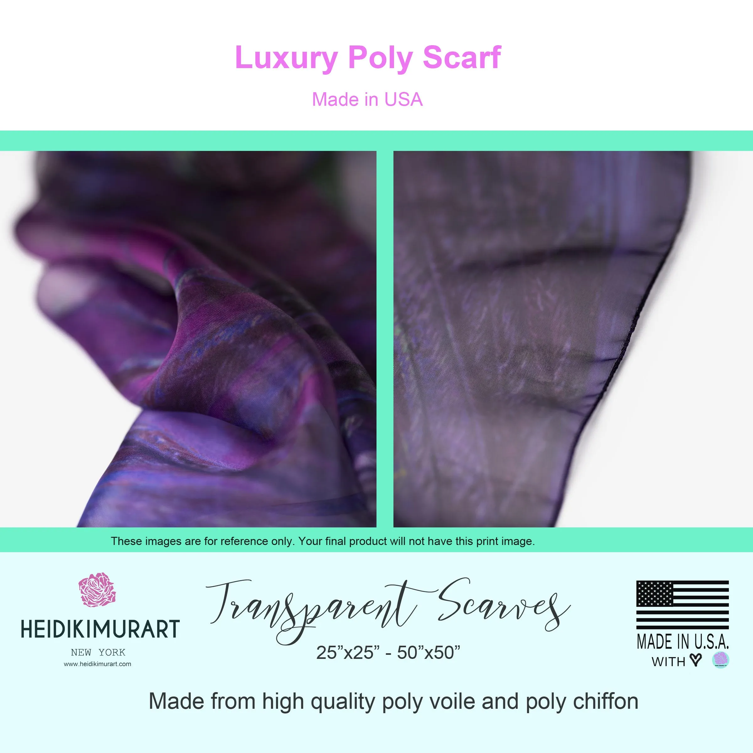 Orange Poly Scarf, Solid Color Lightweight Soft Scarves Fashion Accessories- Made in USA