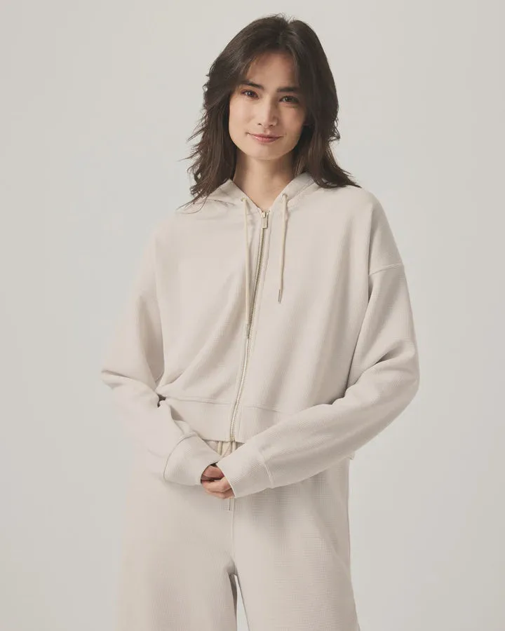 Splendid Waffle Scuba Zip Up in Moonstone