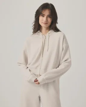 Splendid Waffle Scuba Zip Up in Moonstone
