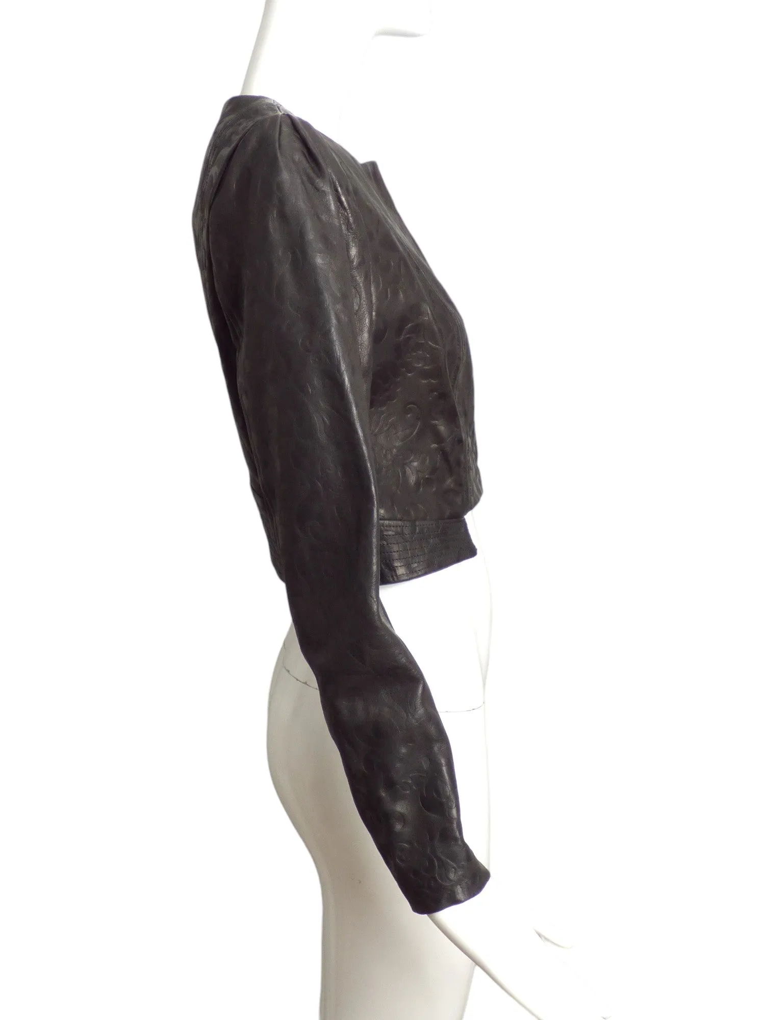 TEMPERLEY-NWT Black Patterned Leather Jacket, Size 6