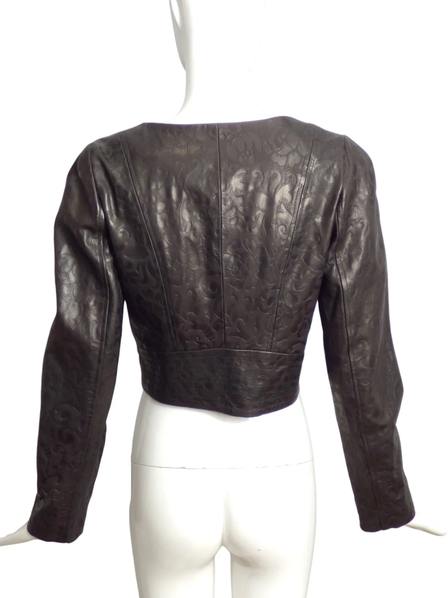 TEMPERLEY-NWT Black Patterned Leather Jacket, Size 6