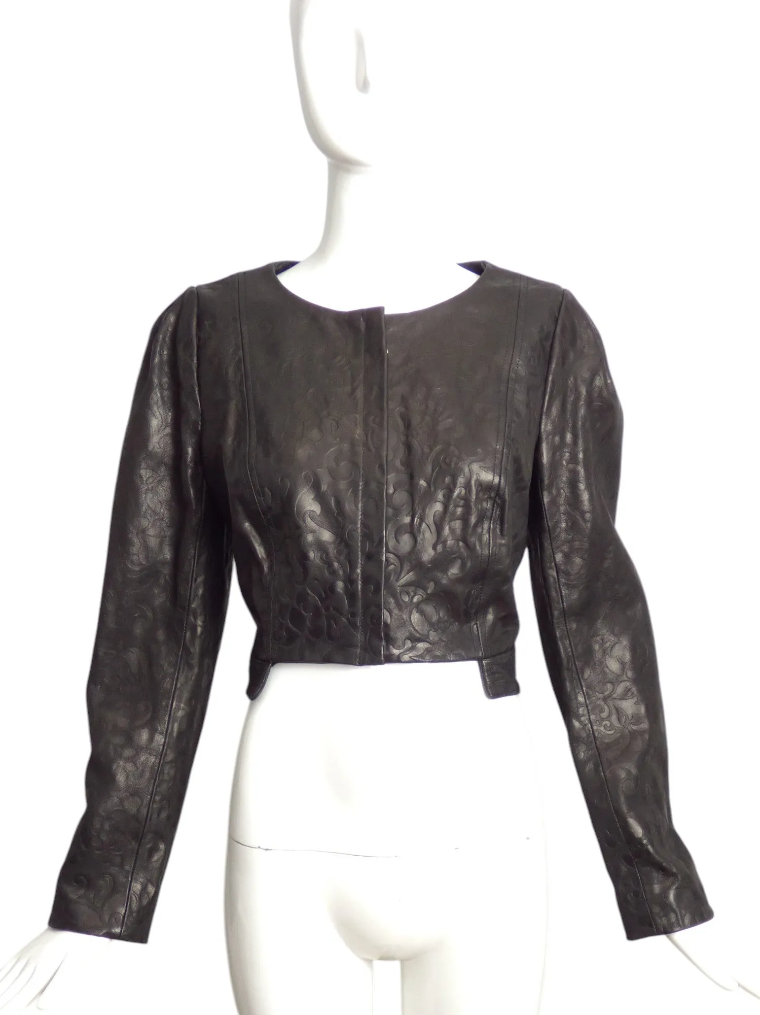 TEMPERLEY-NWT Black Patterned Leather Jacket, Size 6