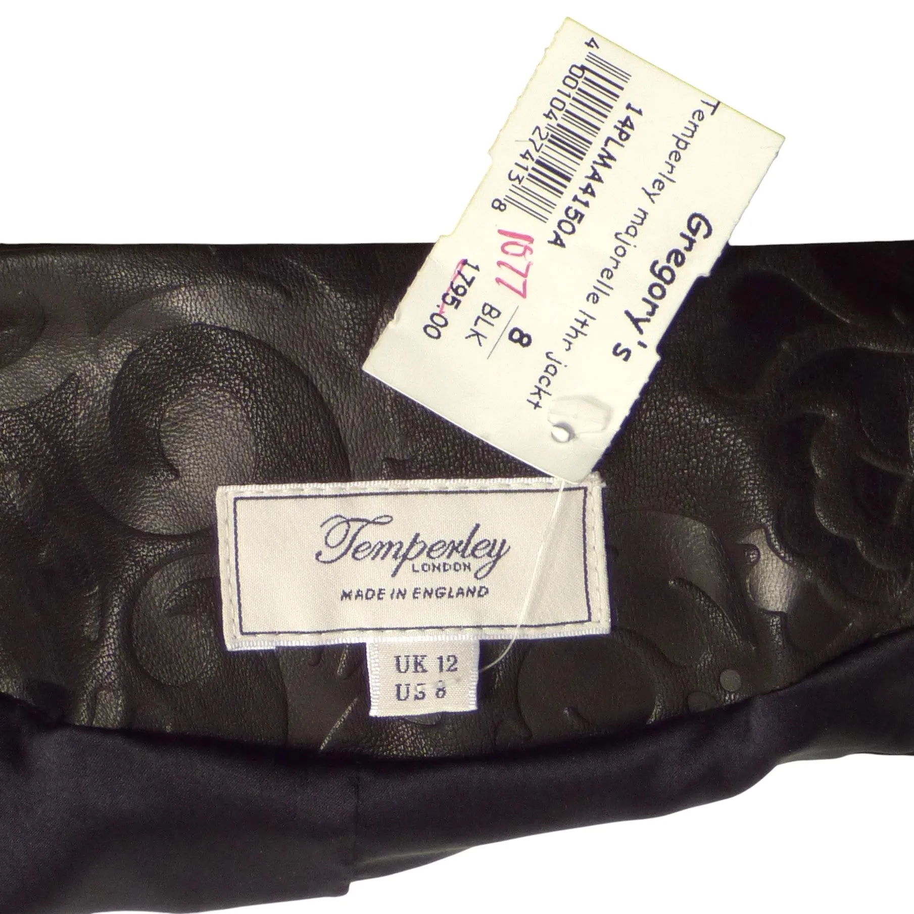 TEMPERLEY-NWT Black Patterned Leather Jacket, Size 6