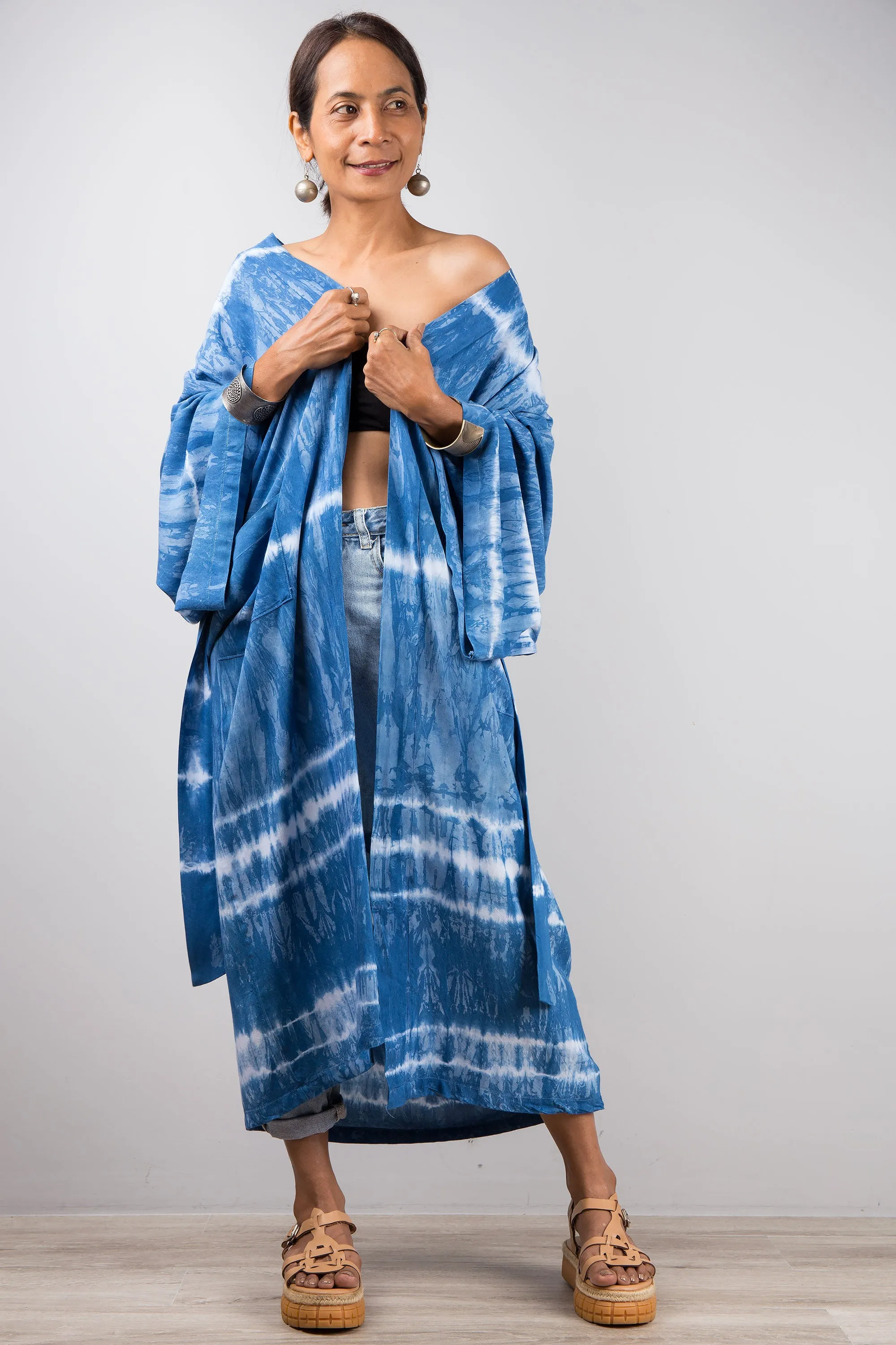 Tie dye kimono robe
