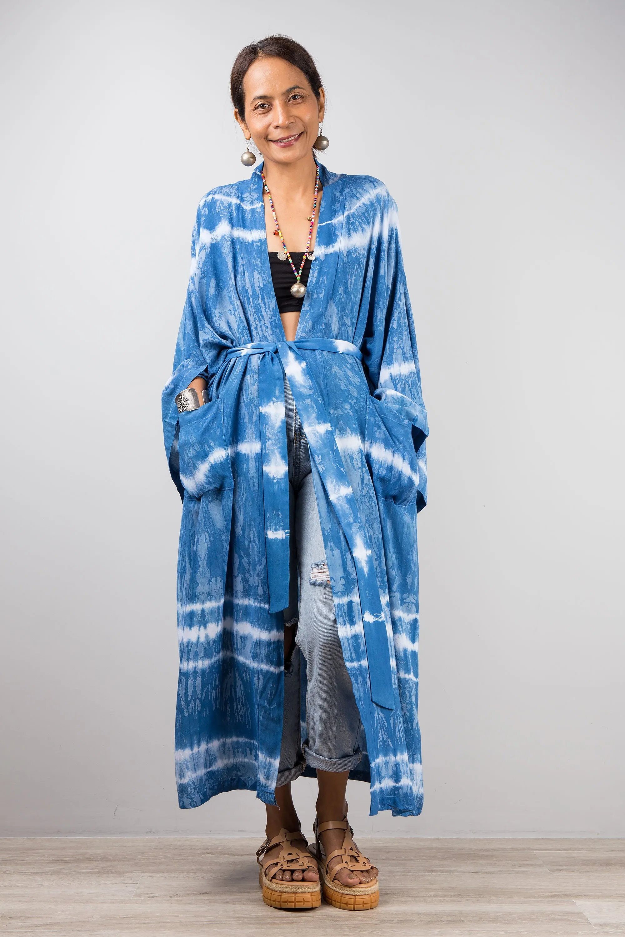 Tie dye kimono robe