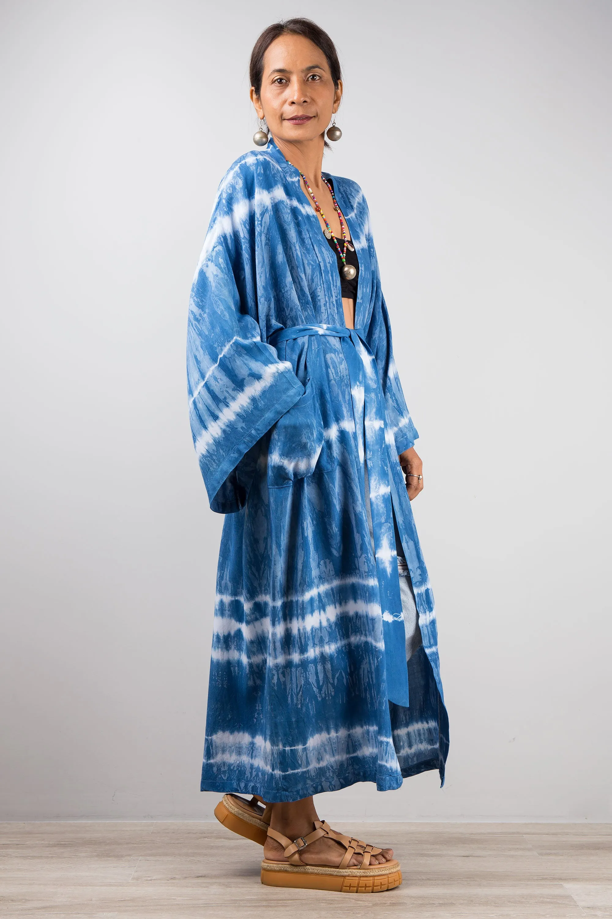 Tie dye kimono robe