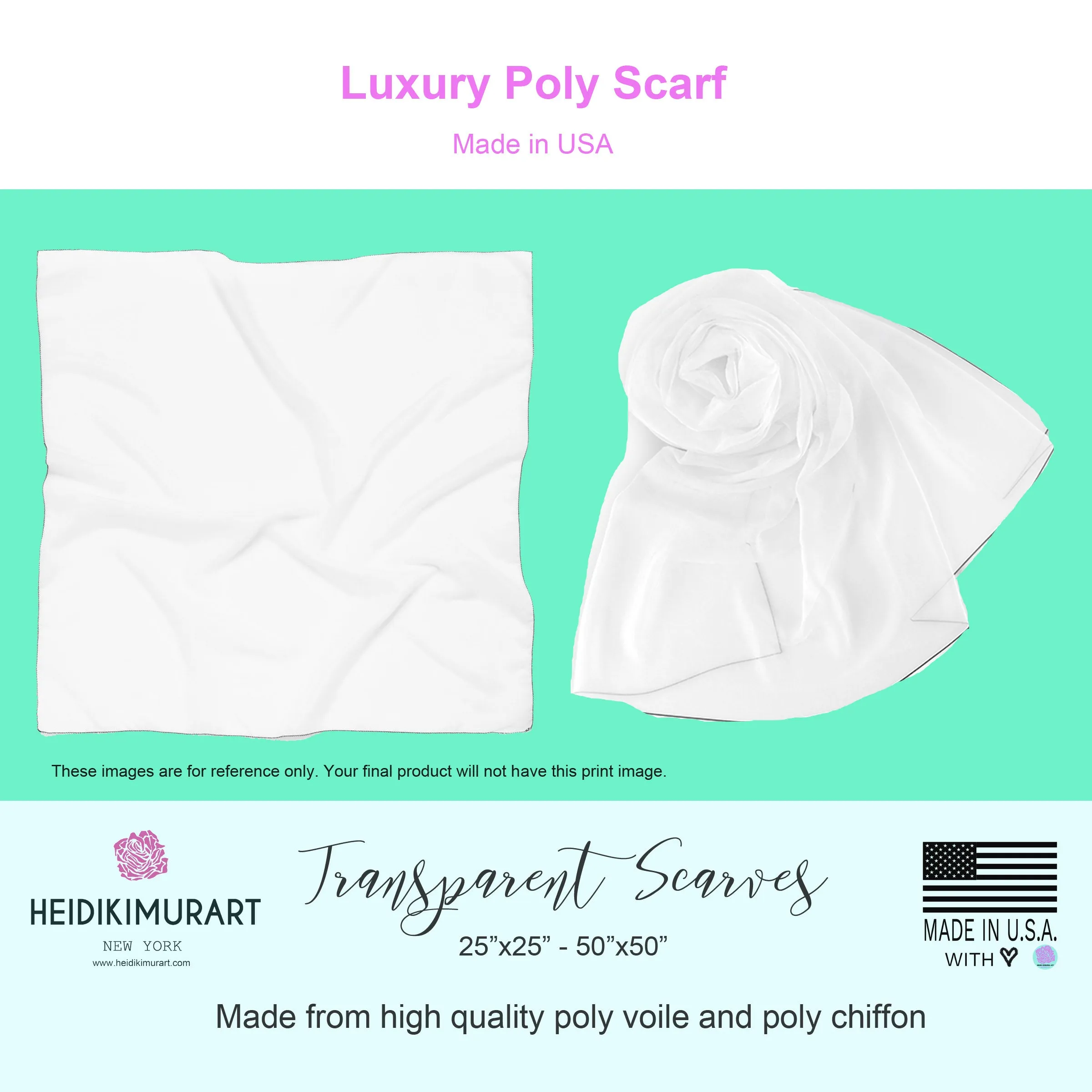 White Cat Print Poly Scarf, Cute Soft Scarves Fashion Accessories For Women- Made in USA