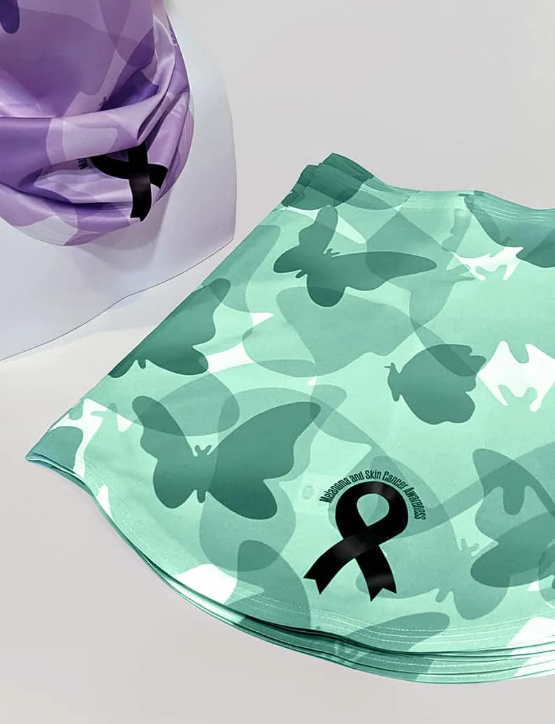 Woman's Butterfly Warriors UV Sun Scarf  | UPF 50 | Moisture Wicking Quick Dry Fabric | Fund Raising Purchase for Skin Cancer Awareness |