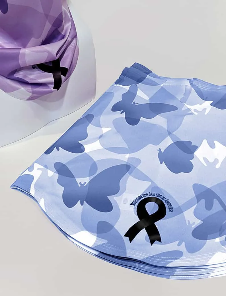 Woman's Butterfly Warriors UV Sun Scarf  | UPF 50 | Moisture Wicking Quick Dry Fabric | Fund Raising Purchase for Skin Cancer Awareness |